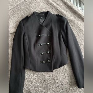 H&M Black Women's Blazer with Button Detail